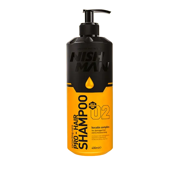 NISHMAN Champú profesional keratin 02 - sin sal ni parabenos (400 ml)